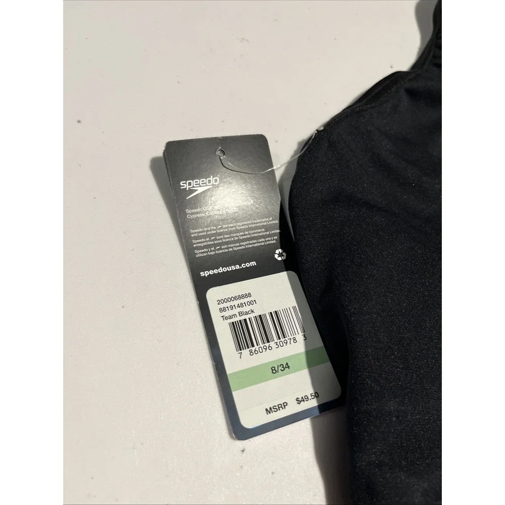 Speedo Team Black One Piece Swimsuit Women 8/34 - Picture 2 of 4